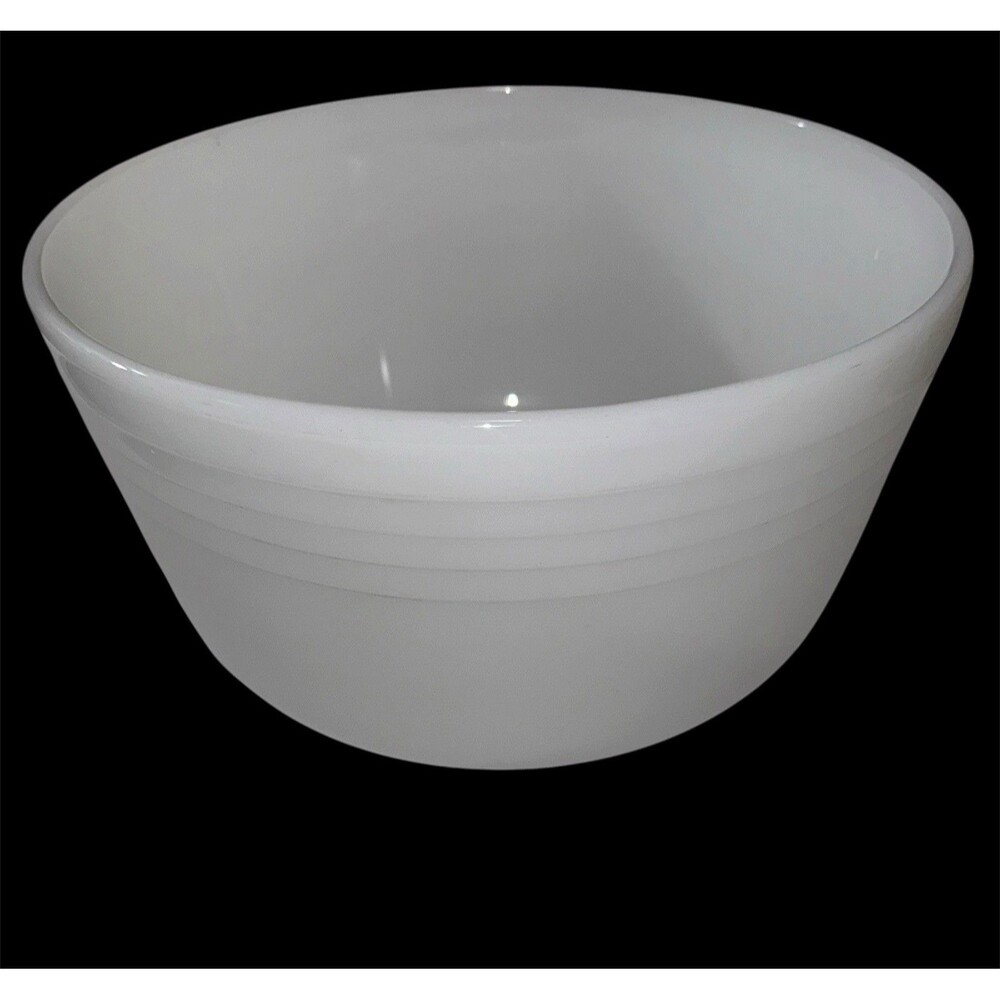 Vintage White Milk Glass Mixing Bowl 8.5" Opaline Glass Serving Dish Kitchen